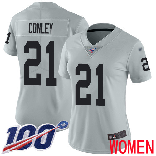 Oakland Raiders Limited Silver Women Gareon Conley Jersey NFL Football #21 100th Season Inverted Jersey->women nfl jersey->Women Jersey